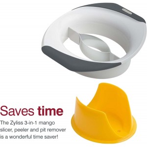 Zyliss 3-in-1 Mango Slicer, Peeler and Pit Remover Tool - Kitchen Mango Depitter & Peeler Gadget - Fruit Slicer with Micro-Serrated Stainless Steel Blader - Mango Corer for Easy Use