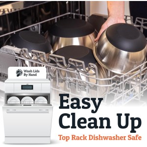 Priority Chef Premium Mixing Bowls With Lids Set, Airtight Lids, Thicker Stainless Steel, Non-Slip Base, 5 Nesting Steel Bowls for Kitchen, Large Prep Metal Bowl Set 1.5/2/3/4/5 Qt, Black