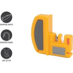 Smith's 50729 Deluxe Fillet Knife & Hook Sharpener - Portable Outdoor Tool - Multiple Sharpening Grooves - Line Cutter - Pocket Knives & Straight Blades - Lightweight & Durable - Fishing Hook