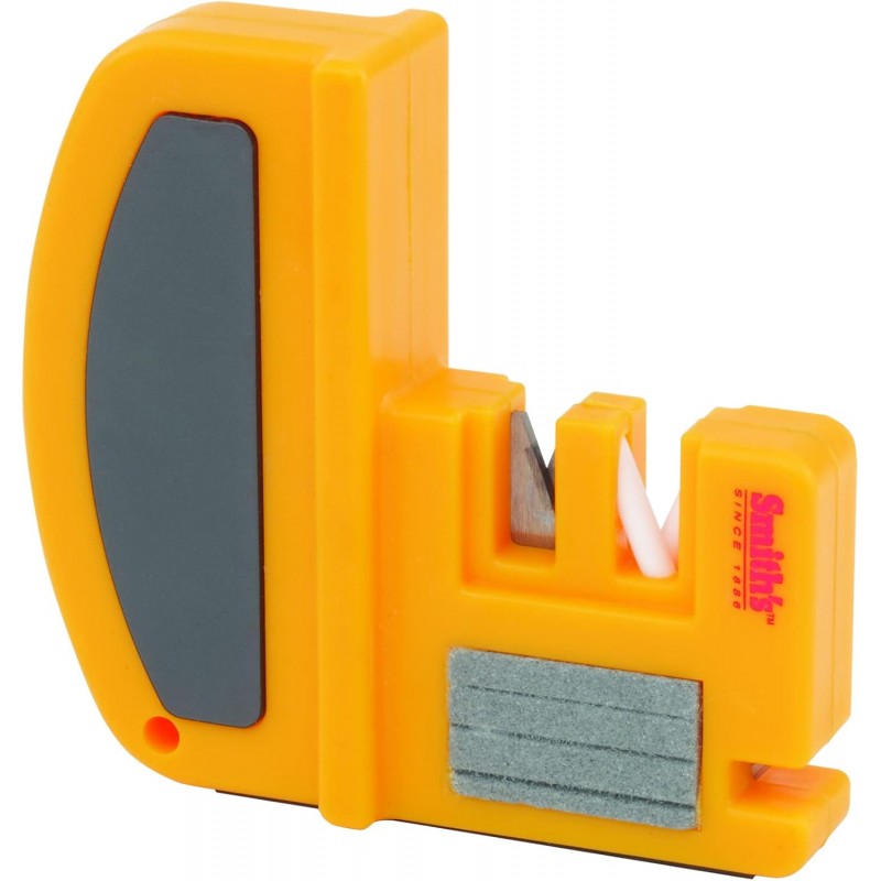 Smith's 50729 Deluxe Fillet Knife & Hook Sharpener - Portable Outdoor Tool - Multiple Sharpening Grooves - Line Cutter - Pocket Knives & Straight Blades - Lightweight & Durable - Fishing Hook