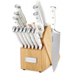 Cuisinart 15-Piece Knife Set with Block, High Carbon Stainless Steel, Forged Triple Rivet, White, C77WTR-15P