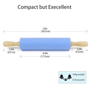 Silicone Rolling Pin for Baking Non-stick Rolling Pin Dough Roller Wooden Handle Kitchen Accessories Pastry Roller