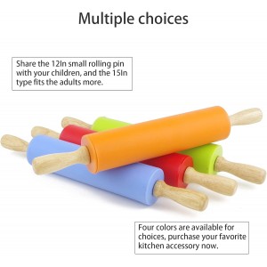 Silicone Rolling Pin for Baking Non-stick Rolling Pin Dough Roller Wooden Handle Kitchen Accessories Pastry Roller