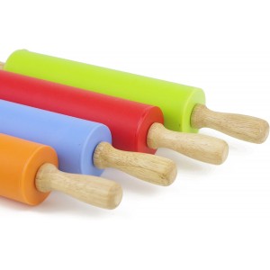 Silicone Rolling Pin for Baking Non-stick Rolling Pin Dough Roller Wooden Handle Kitchen Accessories Pastry Roller
