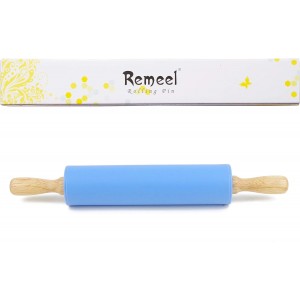 Silicone Rolling Pin for Baking Non-stick Rolling Pin Dough Roller Wooden Handle Kitchen Accessories Pastry Roller