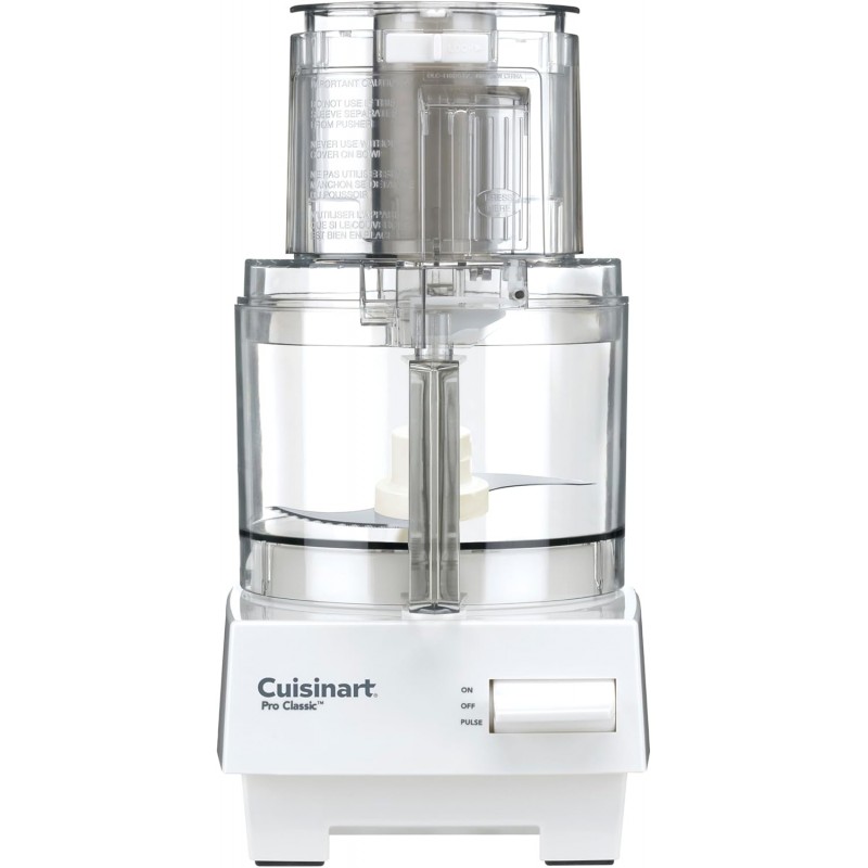 Cuisinart 7-Cup Pro Classic Food Processor, 600-Watt Motor, Vegetable Chopper & Blender for Mincing, Dicing, Shredding, Puree & Kneading Dough, DLC-10SYP1, White
