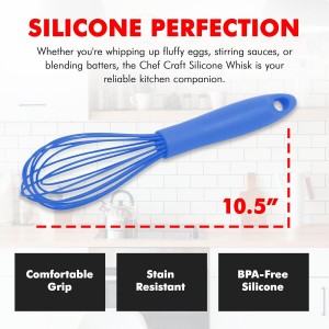 Chef Craft Premium Silicone Wire Cooking Whisk, 10.5 inch, Blue
