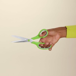 Amazon Basics Multipurpose Stainless Steel Scissors for Office, Crafts, Right/Left Handed, Comfort Grip, PVD Coated, 3-Pack, Multicolor