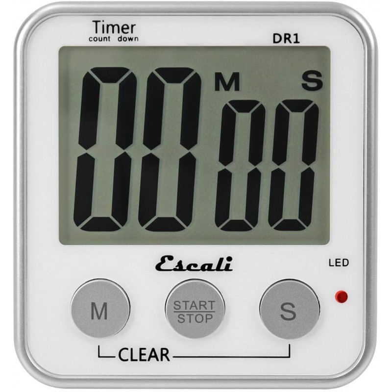 Escali Extra Large Display Digital Kitchen Timer with Clock Mode, Recall Timer Magnetic Back