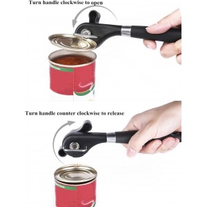 Safety Manual Can Tin Opener,Stainless Steel Ergonomic Anti Slip Design with Smooth Edge Side Cut No Sharp Cuts Can Opener,Lid Lifter that Won't Touch Food