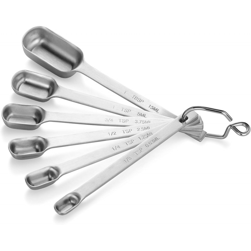 New Star Foodservice 43136 Stainless Steel 18/8 Measuring Spoons (Set of 6), Silver
