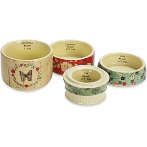 Pavilion Gift Company Live Simply Floral Mason Jar Measuring Cups, Multicolor