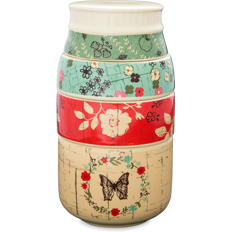 Pavilion Gift Company Live Simply Floral Mason Jar Measuring Cups, Multicolor