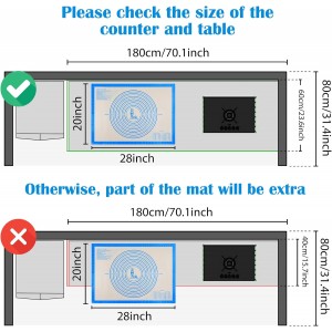 Nonstick Silicone Pastry Mat Extra Large with Measurements 28''By 20'' for Silicone Baking Mat, Counter, Dough Rolling,Fondant/Pie Crust By Folksy Super Kitchen (20×28, Blue)