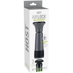 Host AirLOCK Wine Saver Pump and Wine Preserver with Wine Stoppers Vacuum Sealer Wine Pump and Wine Vacuum Bottle Stopper, set of 3, Black
