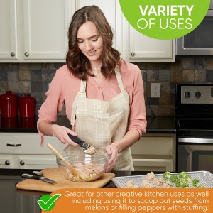 Spring Chef Heavy Duty Ice Cream Scoop with Comfortable Handle - Professional Ice Cream Scooper for Gelato, Sorbet, Cookie Dough, Melon, Frozen Yogurt - Dishwasher Safe Metal Kitchen Tool - Black