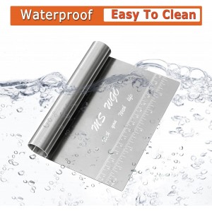 Pro Dough Pastry Scraper/Cutter/Chopper Stainless Steel Mirror Polished with Measuring Scale Multipurpose- Cake, Pizza Cutter - Pastry Bread Separator Scale Knife