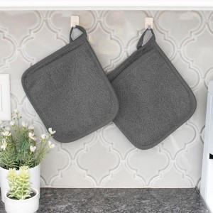 RITZ Terry Pocket Mitt & Hot Pad: Unparalleled Heat Resistant, Durable 100% Cotton – Ergonomically Designed for Optimal Grip – Easy-Care Machine Washable – 2-Pack, Graphite
