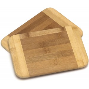 Lipper International Bamboo Wood Two-Tone Kitchen Cutting and Serving Board, Small, 8" x 6" x 5/16", Set of 2