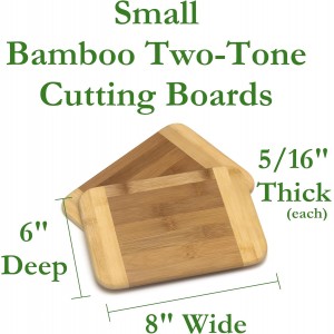 Lipper International Bamboo Wood Two-Tone Kitchen Cutting and Serving Board, Small, 8" x 6" x 5/16", Set of 2
