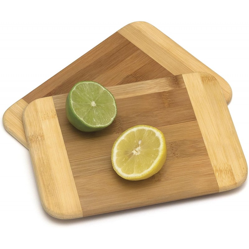 Lipper International Bamboo Wood Two-Tone Kitchen Cutting and Serving Board, Small, 8" x 6" x 5/16", Set of 2