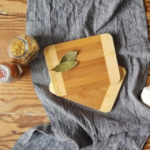 Lipper International Bamboo Wood Two-Tone Kitchen Cutting and Serving Board, Small, 8" x 6" x 5/16", Set of 2