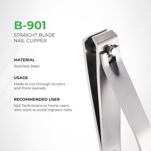 Straight Blade Nail Clipper - B-901 (Stainless Steel) | Large Jaw | Flat Jaw Design | NGHIA