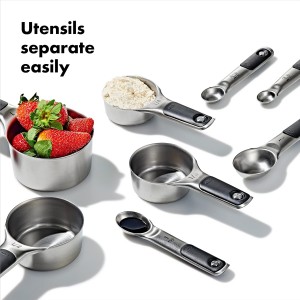 OXO Good Grips Stainless Steel Measuring Cups and Spoons 8-Piece Set, 4 Cups and 4 Spoons
