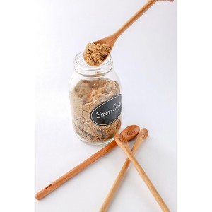 Long Handle Wooden Measuring Spoons by utensi, Set of 4 Engraved Accurate Spoons for Dry and Liquid Ingredients, Beech Wood Set (9-inch handles)