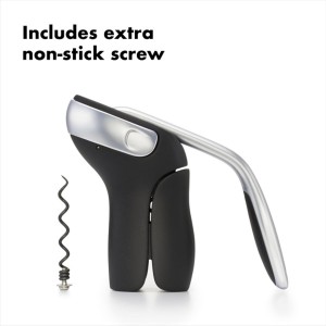 OXO Steel Vertical Lever Corkscrew with Removable Foil Cutter