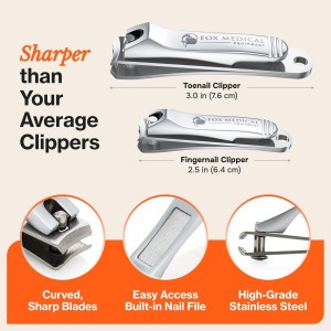 Professional Nail Clippers Set – Stainless Steel Fingernail & Toenail Clippers for Men, Women & Seniors – Ultra-Sharp Precision, Ergonomic Comfort & Medical-Grade Quality