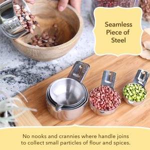 Simply Gourmet Measuring Cups and Spoons Set of 12 – 18/10 Stainless Steel Kitchen Gadgets – Stackable Design with Long Handle Spoons – Fits in Jars – Cooking & Baking Measuring Set for Dry & Liquid