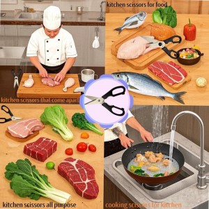 Prettyia Kitchen Shears, Take-Apart Heavy Duty Stainless Steel Multi Purpose Kitchen Scissors