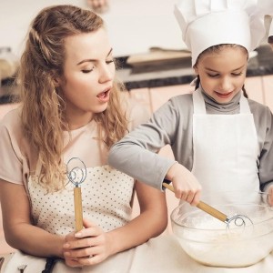 Acerich 2 Pack Danish Dough Whisk 13.5” Dough Whisk Stainless Steel Dutch Style Bread Whisk Wooden Handle Danish Whisk for Bread, Batter, Cake, Pastry