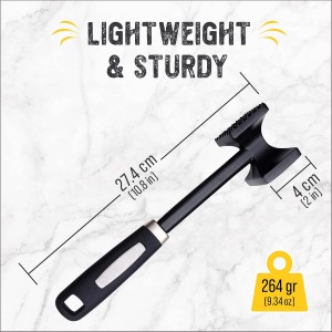 Checkered Chef Meat Tenderizer Tool - Dishwasher Safe Metal Kitchen Mallet for Tenderizing Chicken, Beef, Pork & Nuts with Non-Slip Grip