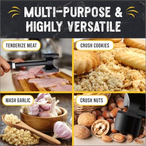 Checkered Chef Meat Tenderizer Tool - Dishwasher Safe Metal Kitchen Mallet for Tenderizing Chicken, Beef, Pork & Nuts with Non-Slip Grip