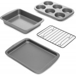 Ecolution Non-Stick Toaster Oven Bakeware Set 4-Piece, Carbon Steel, Easy to Clean and Perfect for Single Servings, Gray