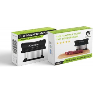 Meat Tenderizer Tool 48 Blades Stainless Steel - Kitchen Cooking Gadgets Tools with Ultra Sharp Needle That Makes Steak & Chicken Tender - No More Hammer, Meat Pounder Or Mallet