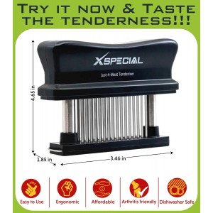 Meat Tenderizer Tool 48 Blades Stainless Steel - Kitchen Cooking Gadgets Tools with Ultra Sharp Needle That Makes Steak & Chicken Tender - No More Hammer, Meat Pounder Or Mallet