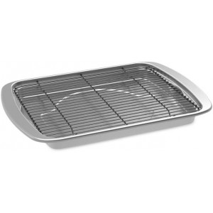 Nordic Ware Oven Crisp Baking Tray 2pc Set Includes Pan and Rack; Natural Aluminum For Air Frying, Crisping, Broiling, Baking; Cooking Surface 17 x 12 Inches