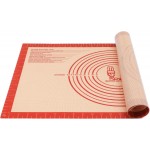 Non-slip Silicone Pastry Mat Extra Large with Measurements 16''By 26'' for Silicone Baking Mat, Counter Mat, Dough Rolling,Oven Liner,Fondant/Pie Crust By Folksy Super Kitchen Red