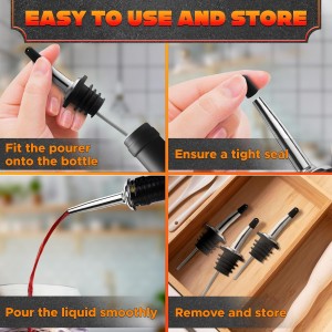 12Pcs Stainless Steel Liquor Pour Spout Covers - Leak-Resistant Alcohol Pour Spouts for Liquor Bottles, Oil Topper for Bottle with Silicone Seal Rings & Rubber Cups - Olive Oil Spouts for Bottles