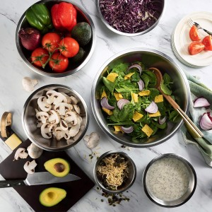 FineDine Stainless Steel Mixing Bowls Set, Dishwasher Safe, 6 Piece Metal Mixing Bowls For Kitchen, Nesting, Large, Small, Big Food Prep, Cooking, Baking