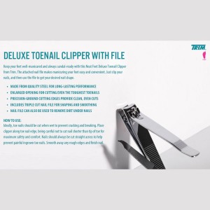 Trim Neat Feet Foot Care Implements Deluxe Toenail Clipper with File, Straight Edge, Stainless Steel, Cuts Toughest Toenails, Helps with Ingrown Nails, Ultra Sharp, Nail Care Tool, 1 Count