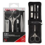 Revlon Men's Grooming Kit, 5-Piece Travel Essentials Set, Includes Nail Clippers, Scissors, File, Tweezers and Carrying Case, Stainless Steel, 1 count