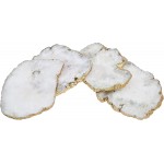 Godinger White Quartz Coasters Brass Edge, Set of 4