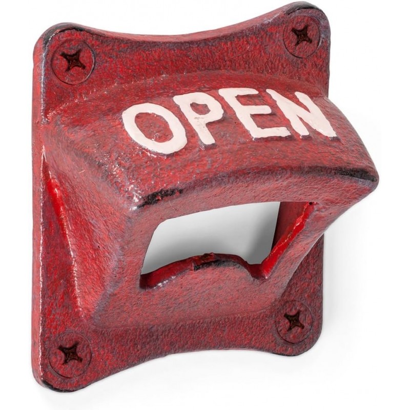 Abbott Collection Antique Red Square Open Wall Opener - Cast Iron (2.5