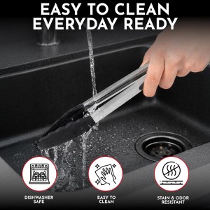 Kitchen Tongs with Silicone Tips Set of 3 Heat Resistant Tongs for Serving Food, 7-Inch, 9-Inch, 12-Inch Locking Silicone Tongs for Cooking, Salad Tong, Black Kitchen Utensils