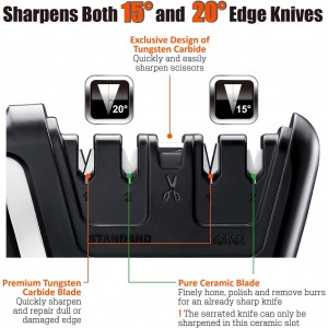 SHARPAL 104N 5-in-1 Professional Knife & Scissors Sharpener, Sharpening Tool for Straight & Serrated Blades, Repairs & Hones Euro/American & Asian Knives, Fast Scissor Sharpening