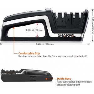 SHARPAL 104N 5-in-1 Professional Knife & Scissors Sharpener, Sharpening Tool for Straight & Serrated Blades, Repairs & Hones Euro/American & Asian Knives, Fast Scissor Sharpening